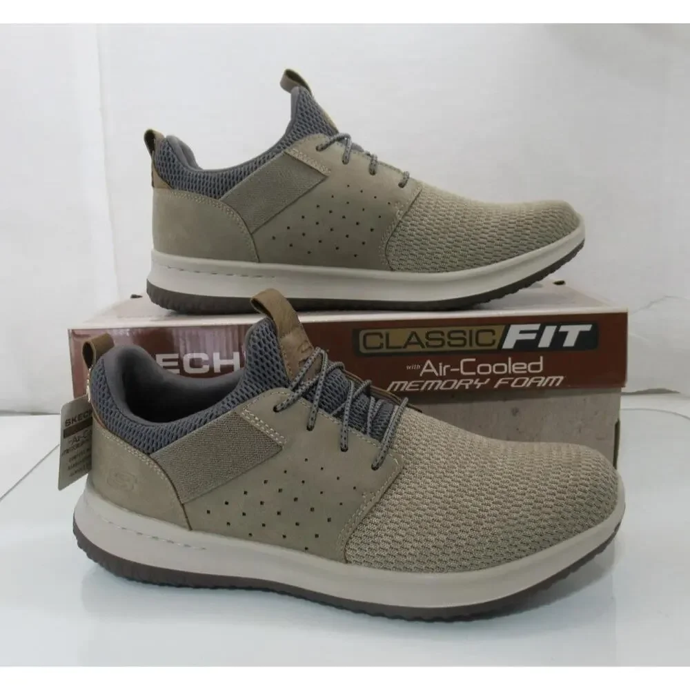 Men's Skechers Classic Fit Delson Camben Slip On Shoes Sneakers Taupe Size 11